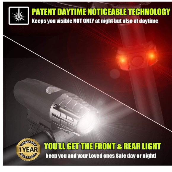 NEW Powerful Headlight and Taillight Rear LED Safety Bike Lights - Picture 2 of 9